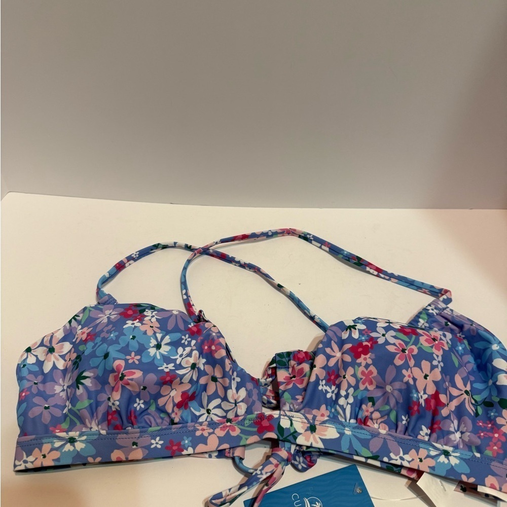 Cupshe Blue Floral Bikini‎ Set, Sz Large So Feminine and Pretty